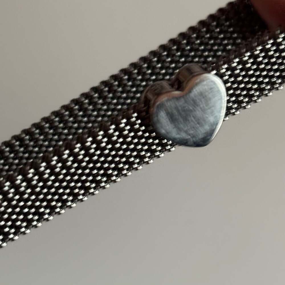 Tiffany. & Co Somerset Mesh Heart Bracelet Silver Charm Bracelet - Picture 6 of 8